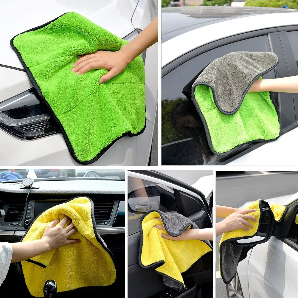 Factory Directly Wholesale Thicken 800GSM 1200 GSM Double Layers Microfiber Towel Quick Dry High Water Absorption Car Wash Cleaning Towel Free Sample