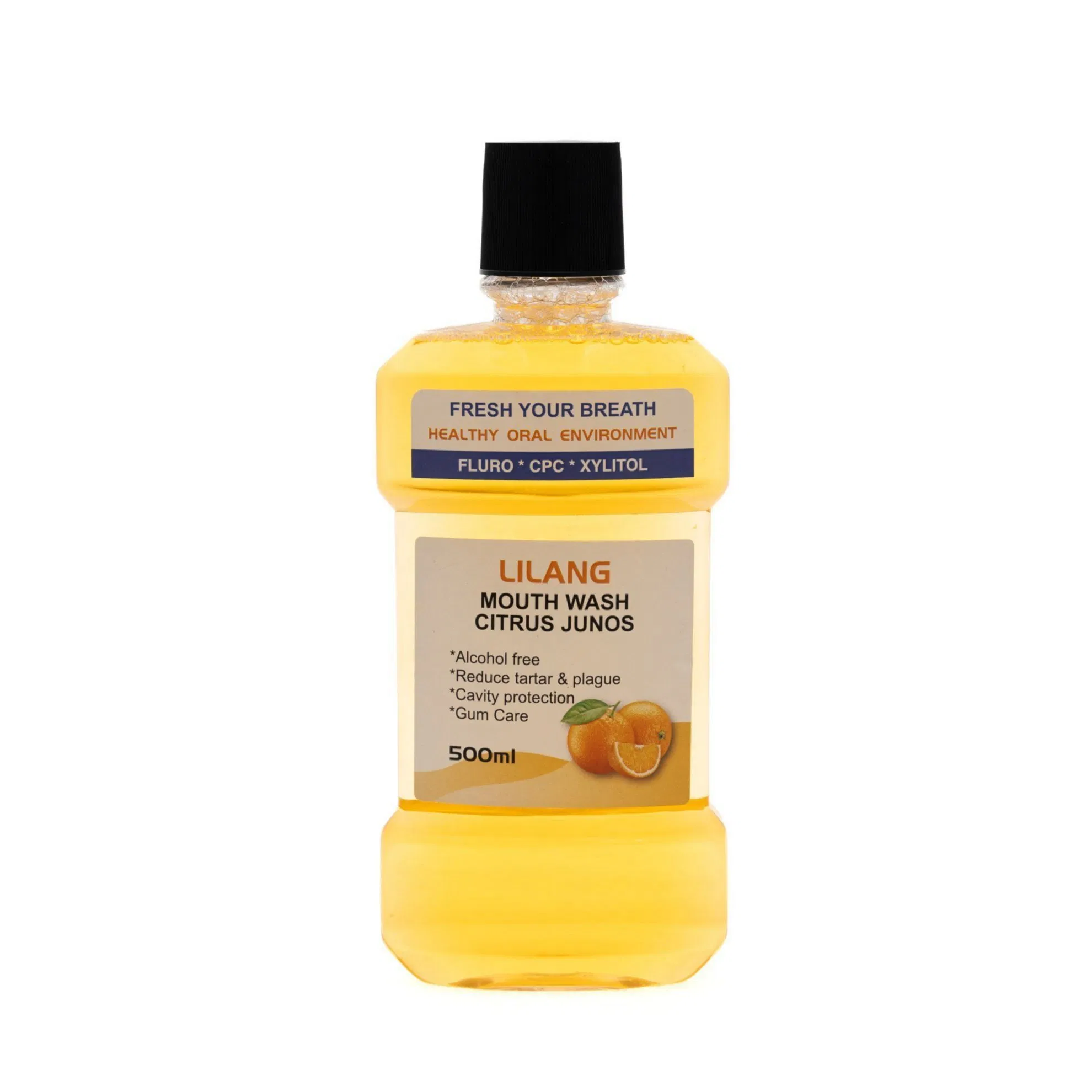 Alcohol-Free Fresh Breath Mouthwash with 12-Hour Duration, Ensures Confidence in Social Situations Through Effective Odor Neutralization.