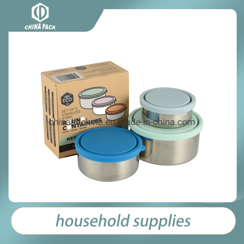 Round Stainless Steel Containers (3 pack)