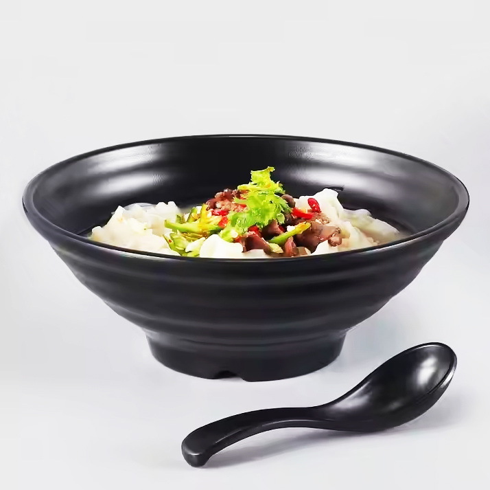 Restaurant Black Matte Japanese Ramen Bowl Custom Melamine Ramen Noodle Bowl Promotion Gift