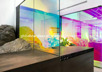 Colorful Color-Changing Glass/Colored Dichroic Glass Magic Glass/Colorful Art Sheets Glass Colorful Glass with Different Angle Shows Different Colors