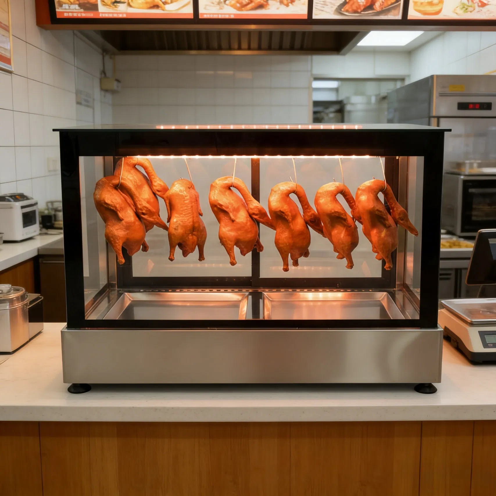 Stainless Steel Roast Duck Display Warmer for Restaurant