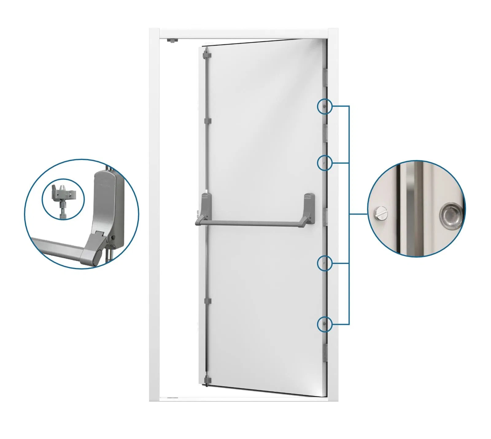 Hollow Metal Doors Exterior Fireproof 60min/90min Steel Fire Rated Door with Panic Push Bar