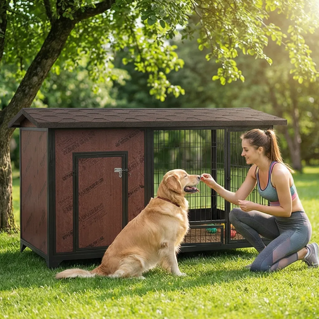 Oversized XXL Luxury Modern Outdoor Kennel Wooden Box Furniture and Pet Cage Print Pattern for Pet Living