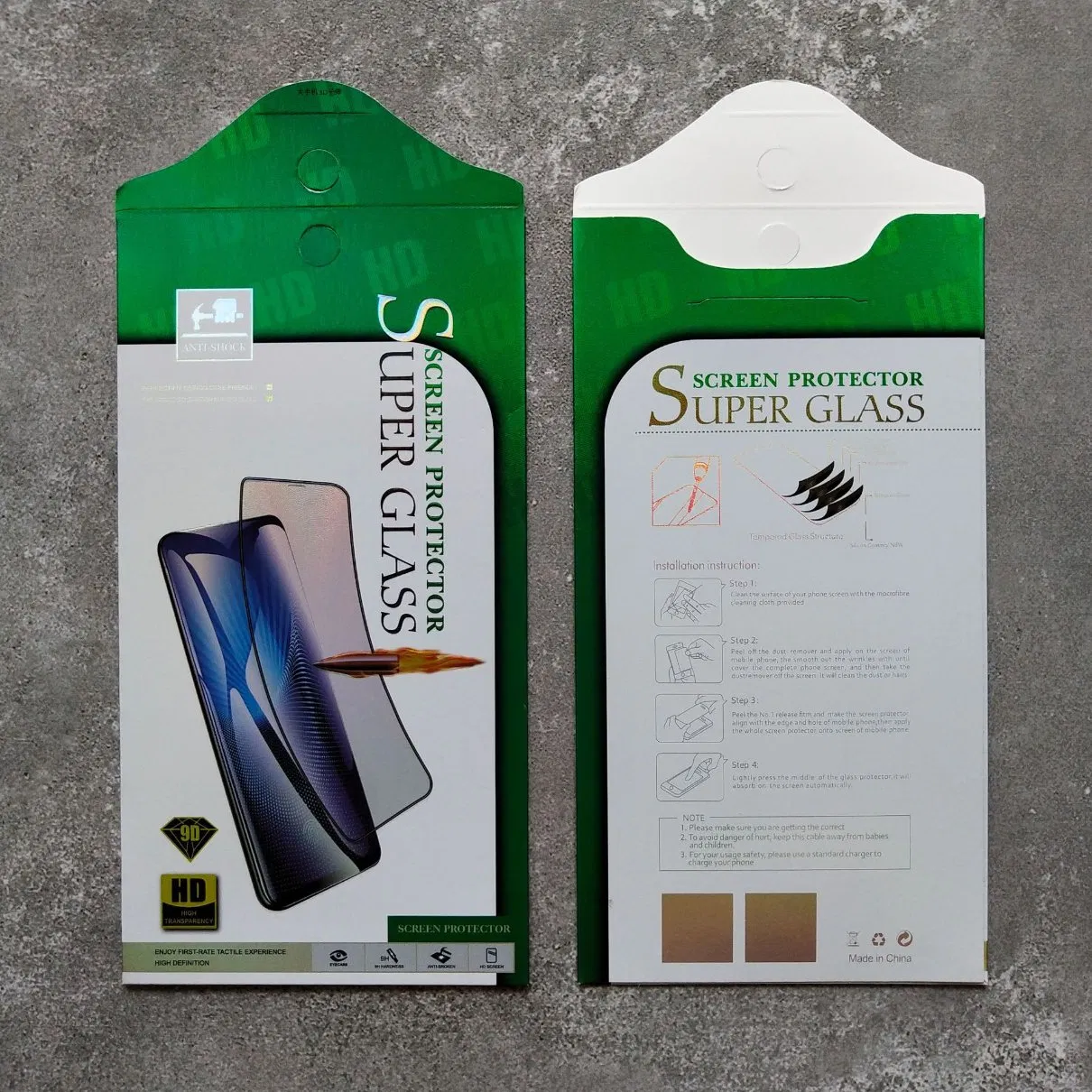 Упаковочная коробка для защитных стёкол для телефона