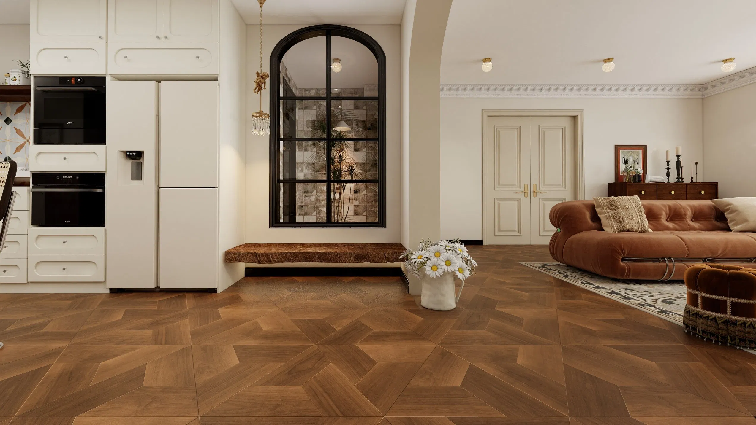Economic Prices Natural Dark Gray Color Multilayer Solid Wood Smooth Mahogany Waterproof Parquet Floor