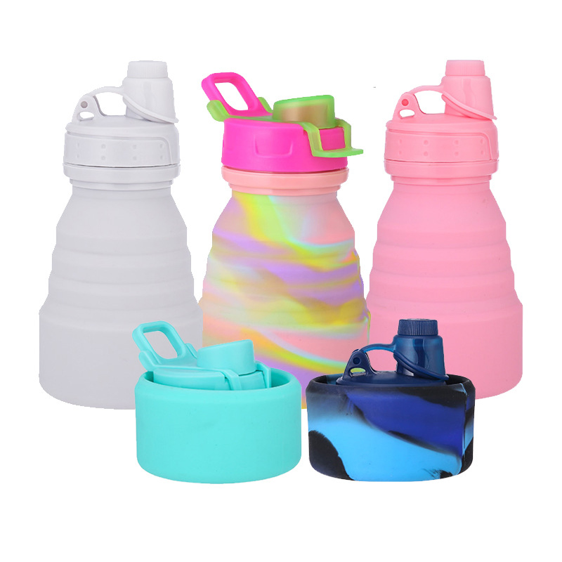 Reusable Silicone Travel Retractable Water Cup Outdoor Hiking Folding Sports Kettle Bottle Gift