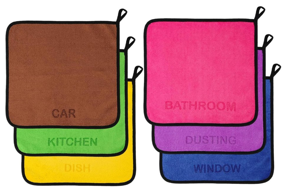 Double Sided Coral Fleece Cleaning Cloths Hanging Hand Towels for Kitchen Home Use Lightweight Absorbent Random Colors for Dish Washing Car Cleaning