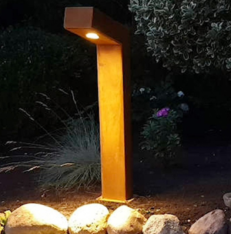 Urban Corten Steel LED Bollard Light L-Shaped Rusty Path Lights