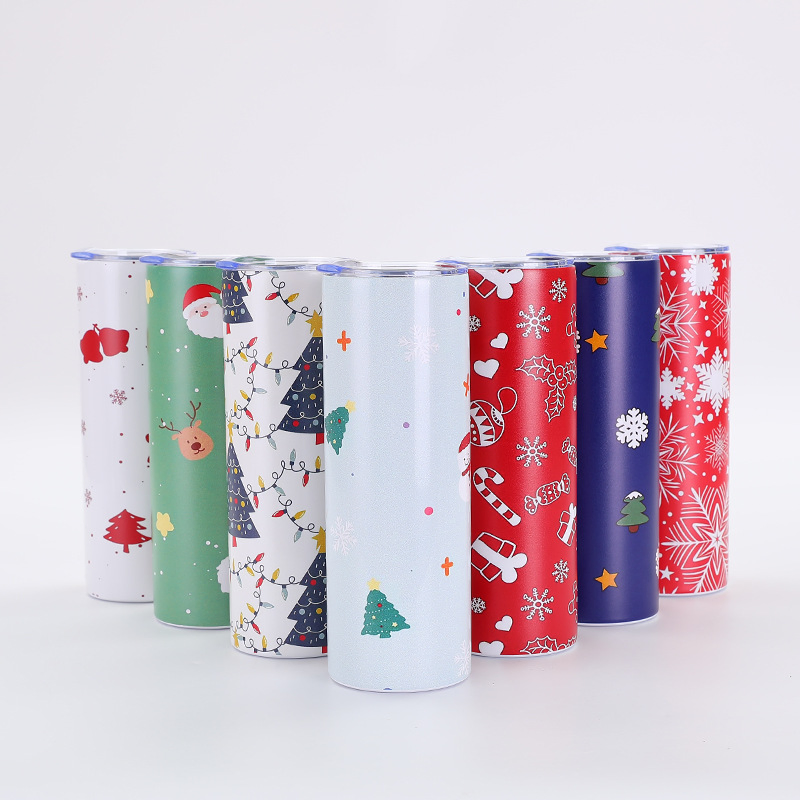 Christmas Pattern Straight Tube Double-Layer Vacuum Casual Cup