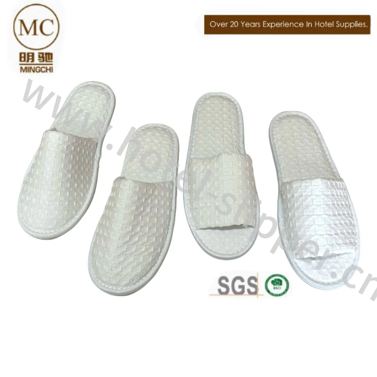 White Waffle Hotel Slippers Are Non-Slip and Comfortable