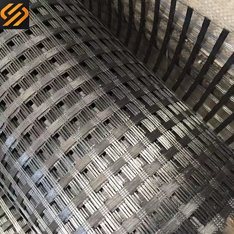 Polyester Geogrid Factory Biaxial Uniaxial Biaxial Pet Geogrids 40kN 50kN 60kN 100kN 100-30kN 150-30kN 200-50kN in Bank Reinforcement Retaining Wall