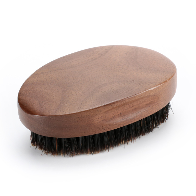 High Quality 100% Natural Boar Bristle Wooden Beard Brush and Custom Beard Brush and Black Walnut Oval Brush Wholesale