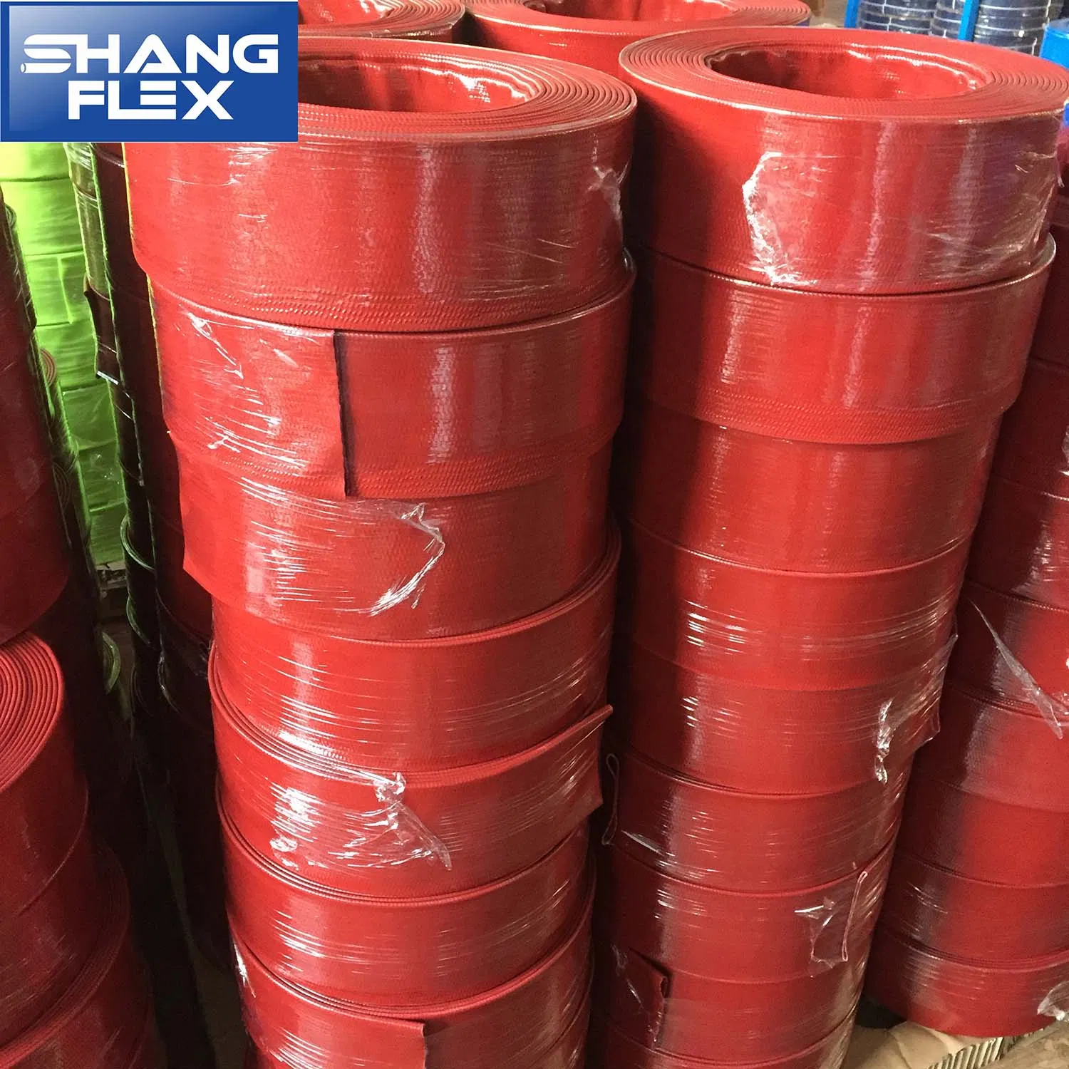Durable Abrasion Resistance Brown/Red PVC Layflat Hose for High Pressure Sprinkling Dewatering Underground Minning