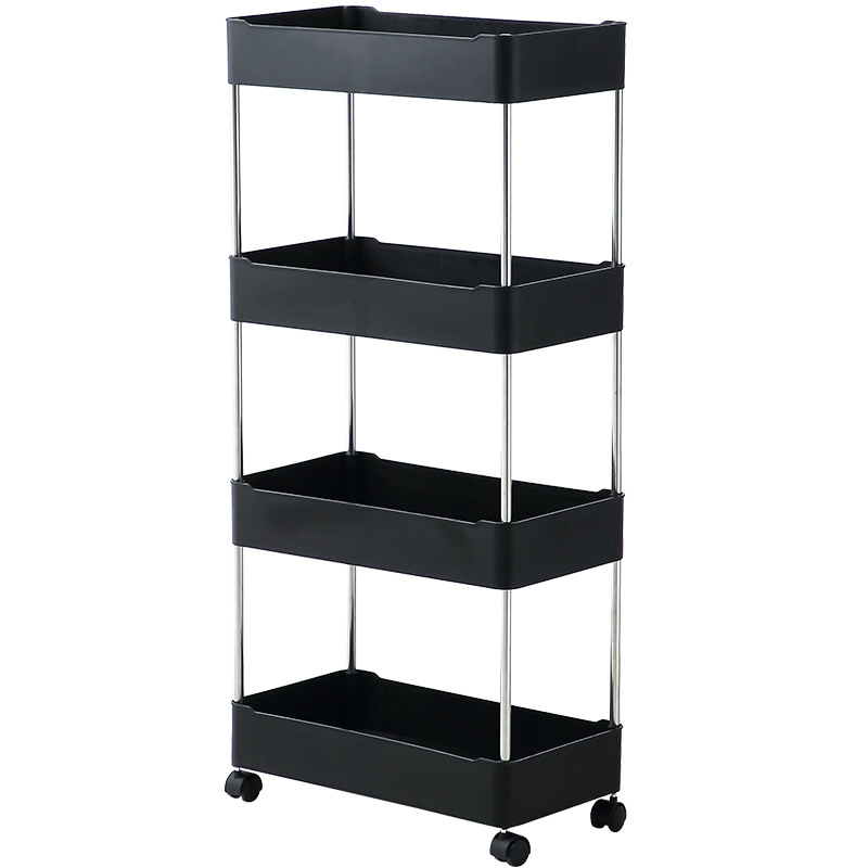 Hot Selling Rack Multi-Layer Floor Kitchen Storage Bedroom Bedside Snack Storage Bookshelf Movable Trolley