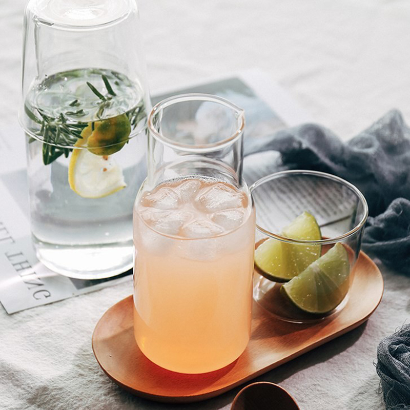Simple Style High Borosilicate Glass Water Kettle with One Cup Juice Pot