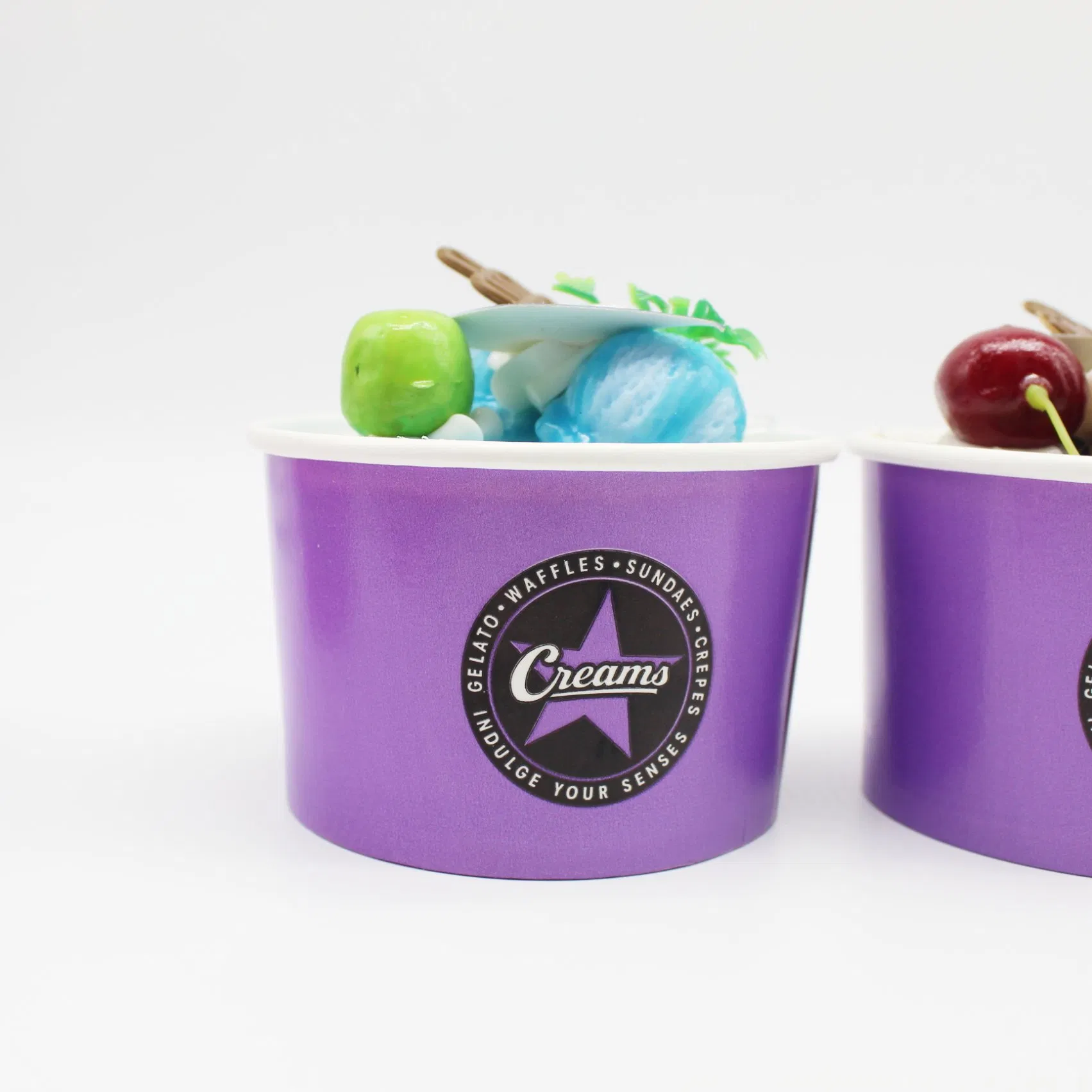 12oz Fresh Green DOT Style Paper Ice Cream Cups/Tubs/Container/Bowls Paper Yogurt Cups