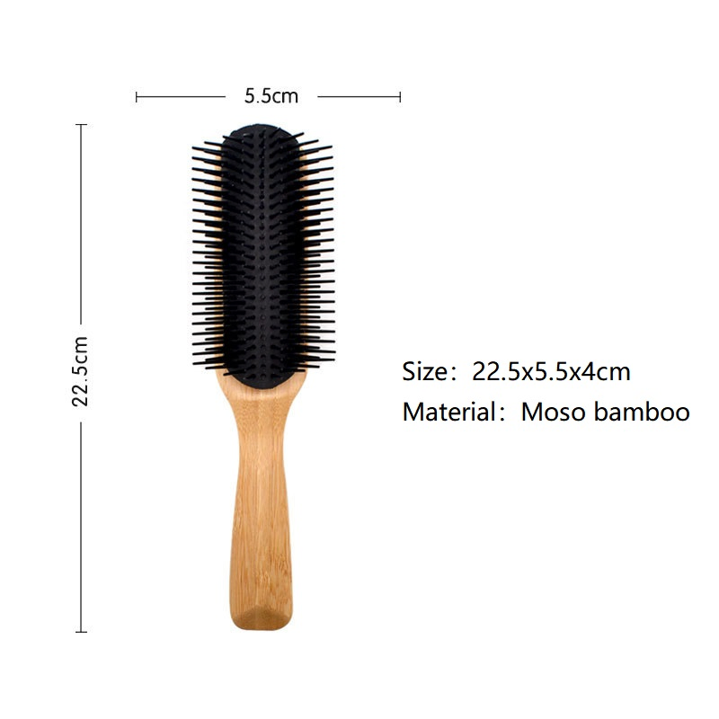 Personalized Bamboo Wooden Hair Styling Comb Manual Flat Beard Comb Brush