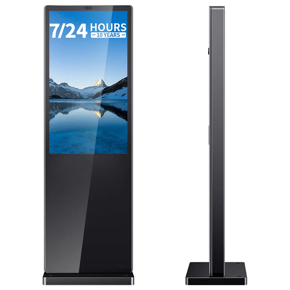 43 55 65 75 86 Inch Floor Standing Outdoor 2000nits Waterproof Media Advertising Poster LCD Video Player Digital Signage with Android Touch Panel