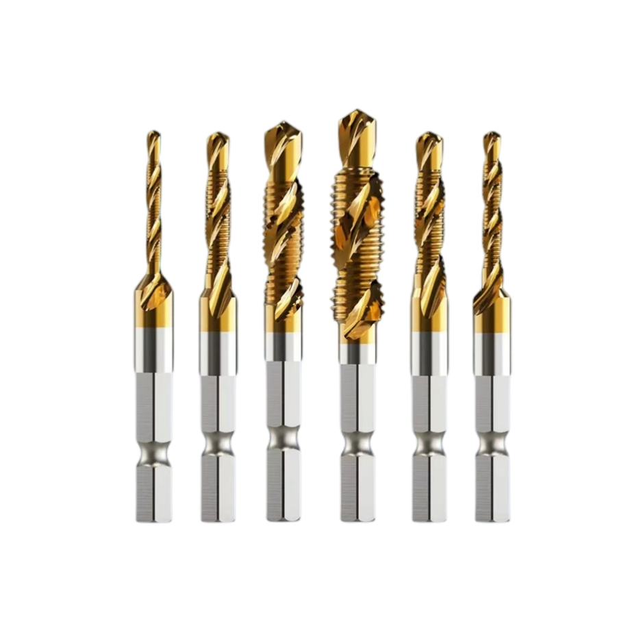 HSS Metric Hex Shank High Speed Steel Spiral Flute 2-In1 Combination Drill and Tap Bit Set M5 X 0.8