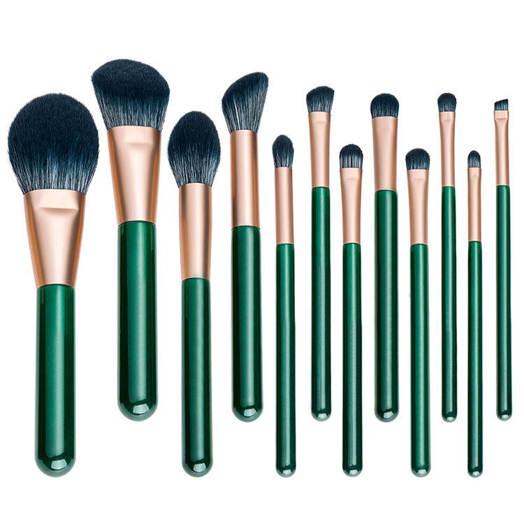 12PCS Set Green Color Makeup Brushes Portable Beauty Tools High-Grade Wooden Handle Makeup Brushes