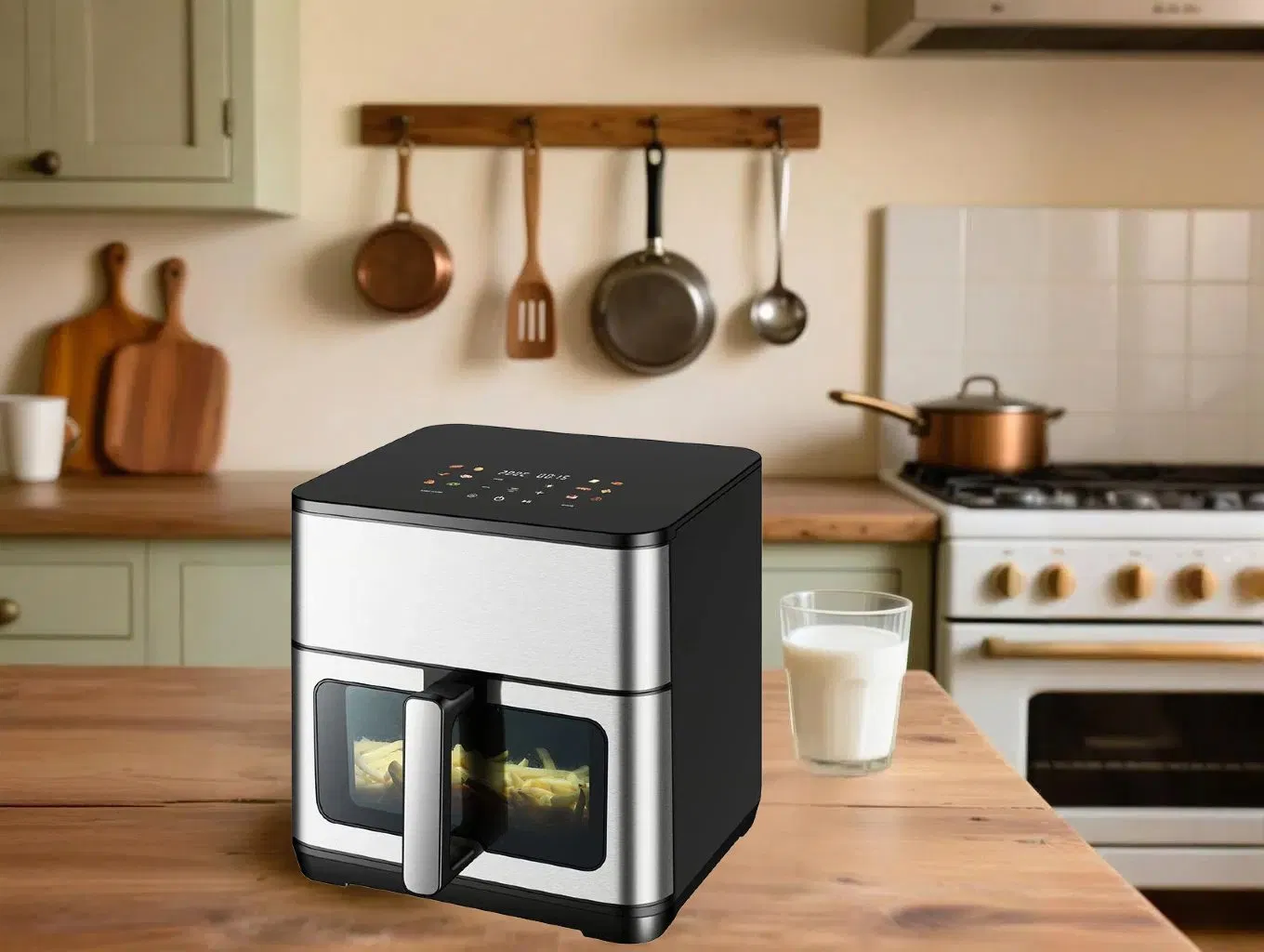10L Square High-Quality Stainless Steel Air Fryer: Large Capacity, Cast with Fine Steel