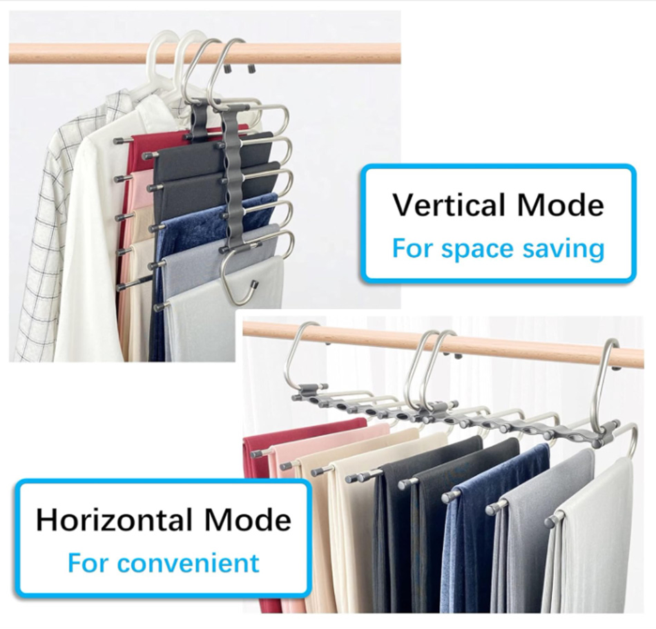2 Pack Closet Multiple Layers Multifunctional Uses Rack Organizer Hanger for Trousers