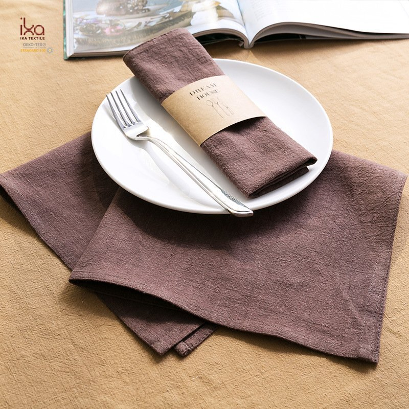 Hot Sale Items Decorative Natural Dinner Brown White Color Printed Embroidered Custom Personalized Linen Napkin