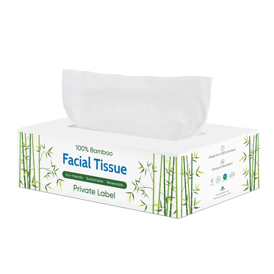 BSCI/OEM Factory Eco-Friendly/Tree Free 2/Ply3ply Strong Soft Bulk White 100% Bamboo Facial Tissue for Bathroom/Home/Hotel