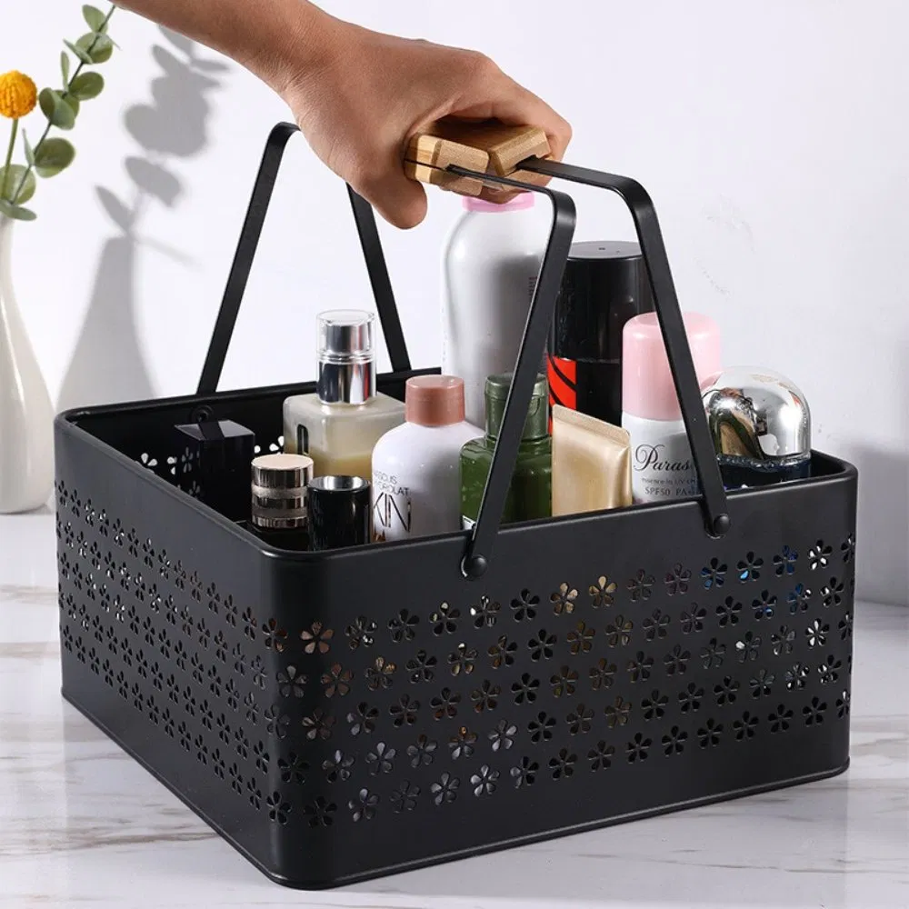 Durable BPA-Free Plastic SPA Storage Caddy with Flip-up Chrome Handle Stackable Container Cosmetics Body Wash Bathroom Storage Rack Bl23222