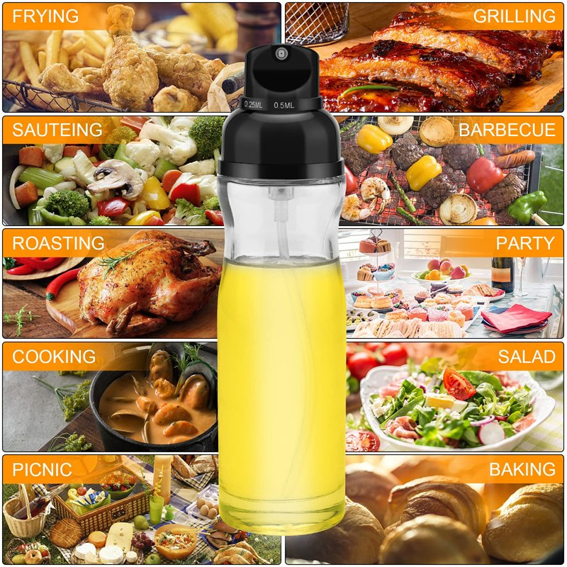 200ml Glass Olive Oil Sprayer for Cooking Oil Dispenser Bottle Spray Mister