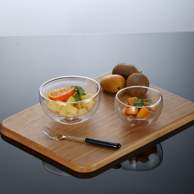 Anti-Scald Double Wall Glass Bowl for Fresh Salads