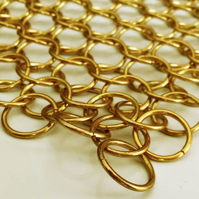 8mm Brass Chainmail Ring Mesh Curtain for Architectural Decorative Use