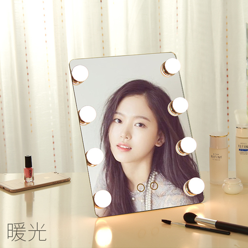 Hollywood 8PCS LED Lighted Bulb Makeup Mirror with 1000mAh Lithim Battery