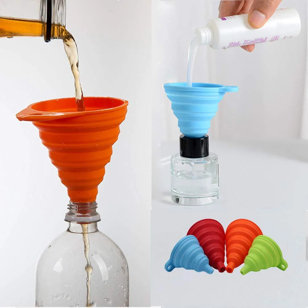 Silicone Collapsible Funnel Kitchen Gadgets Accessories Foldable Funnels for Water Bottle Liquid Transfer Food Grade