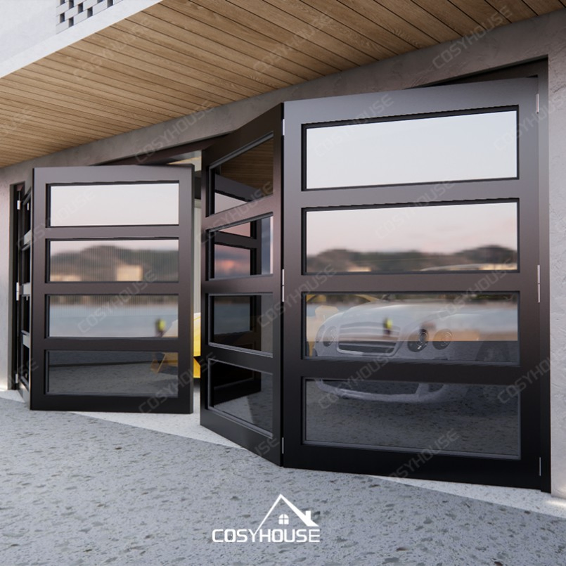 Premium Fluted Aluminum Folding Garage Door for Modern Villas with Automatic Remote