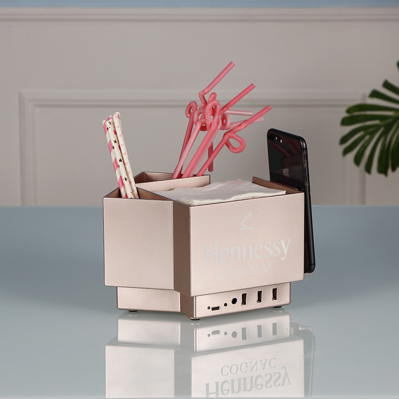 Acrylic USB Charging Rechargeable Plastic Napkin Straw Tissue Stirrer Holder Bar Caddy for Caperdonich Cap Rock Delord Gran Duque