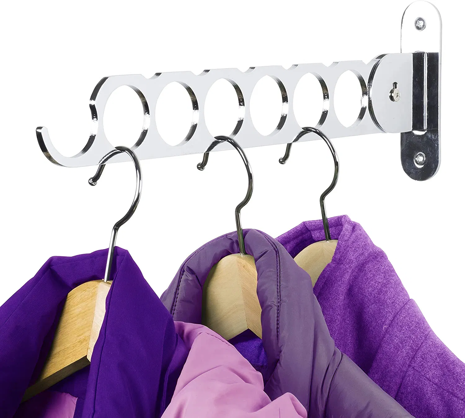 Wall Mounted Home Laundry Hanger Dryer Rack with 6 Hooks Clothes Racks for Hanging Clothes