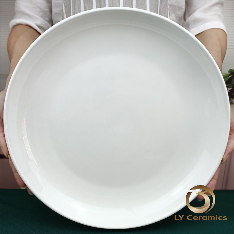 Elegant White Porcelain 9"10" 12"14"Fruit Plate for Stylish Dining Porcelainware Ceramic Kitchenware Tableware