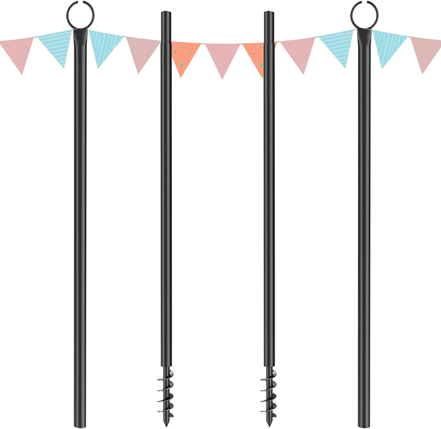 Outside String Light Pole for String Lights, Backyard Patio Light Poles for Parties Bistro Wedding, Metal Outdoor String Light Poles