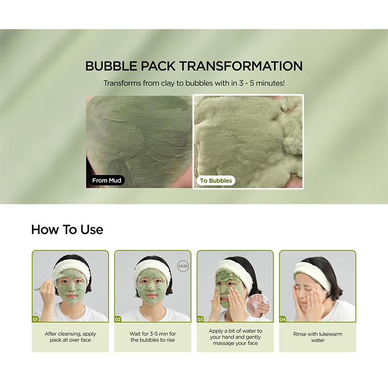 Holy Basil Bubble Deep Mask Holy Basil & Carbonated Water for Cleansing Pores & Blackheads Korean Clay to Bubble Wash-off Pack B