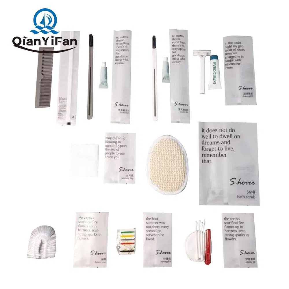 Custom Logo Hotel Supplies Disposable Bathroom Toiletries Portable Travel Amenity Kit Shampoo Soap Toothbrush Slipper Comb Toiletries Set