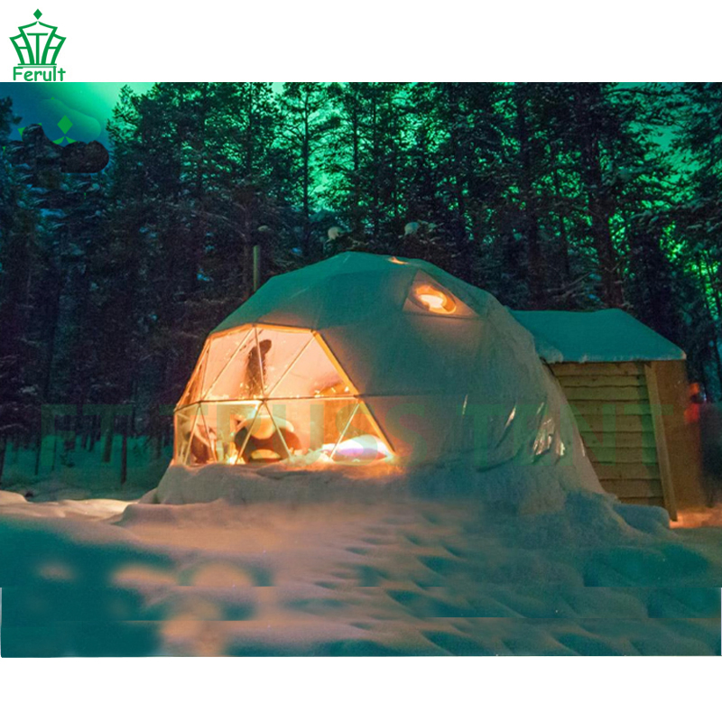 Hot Sale Luxury Winter Safari Geodesic Steel Dome House Camping Igloo Resort Tent