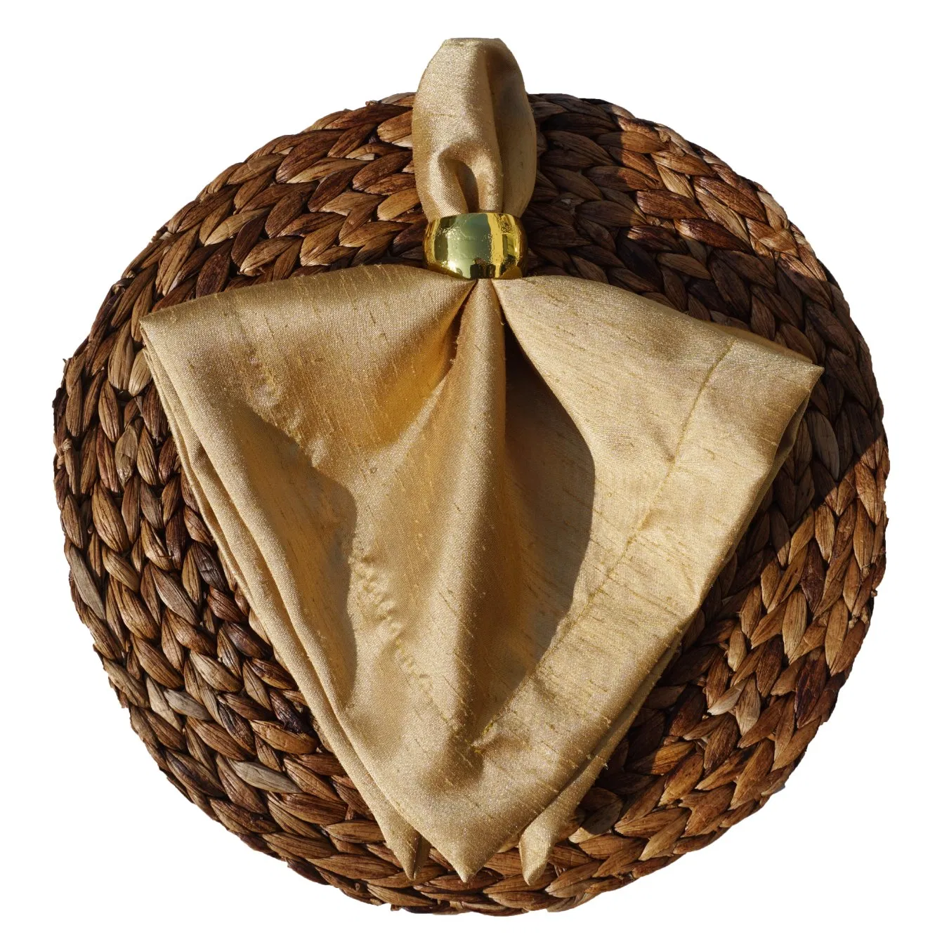 Gold Luxurious Slub Satin Fabric Collection for Table Lined Napkins