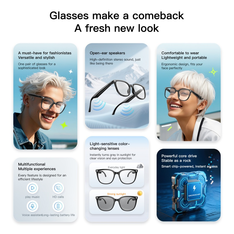 OEM Custom GS390 New Touch Sensor Smart Glasses Sunglass Sunglasses