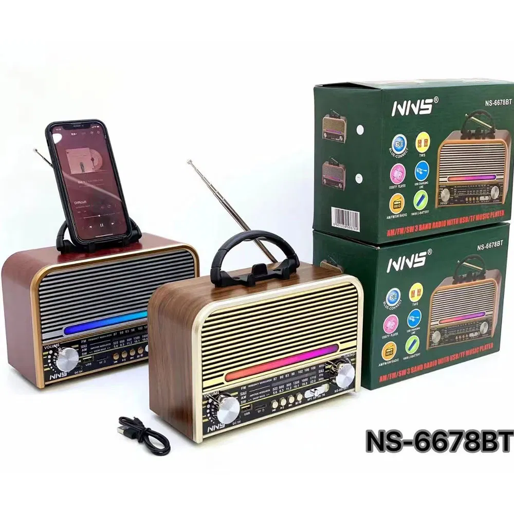 Ретро радио NS-6678BT с Bluetooth и RGB-подсветкой