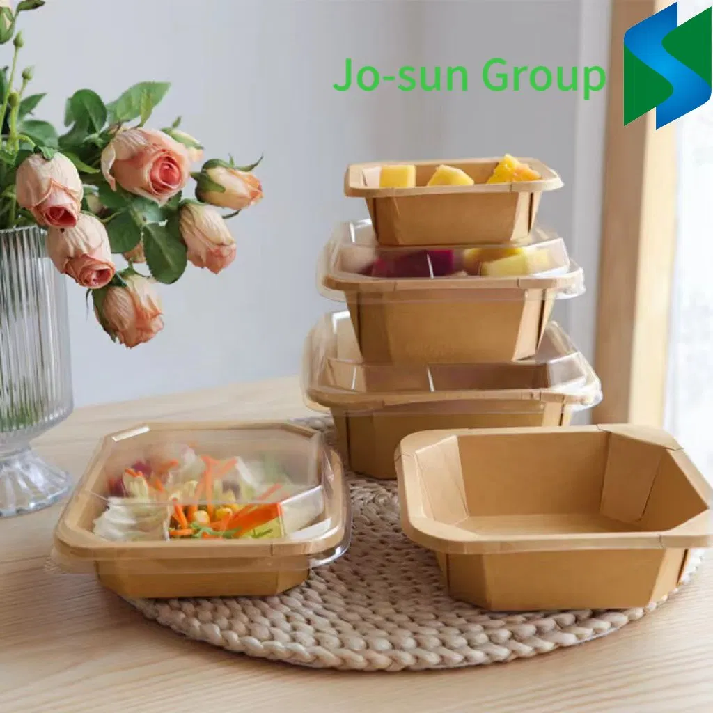 Disposable Waterproof and Oil-Proof Kraft Paper Fruit Salad Star Anise Bowl with Lid