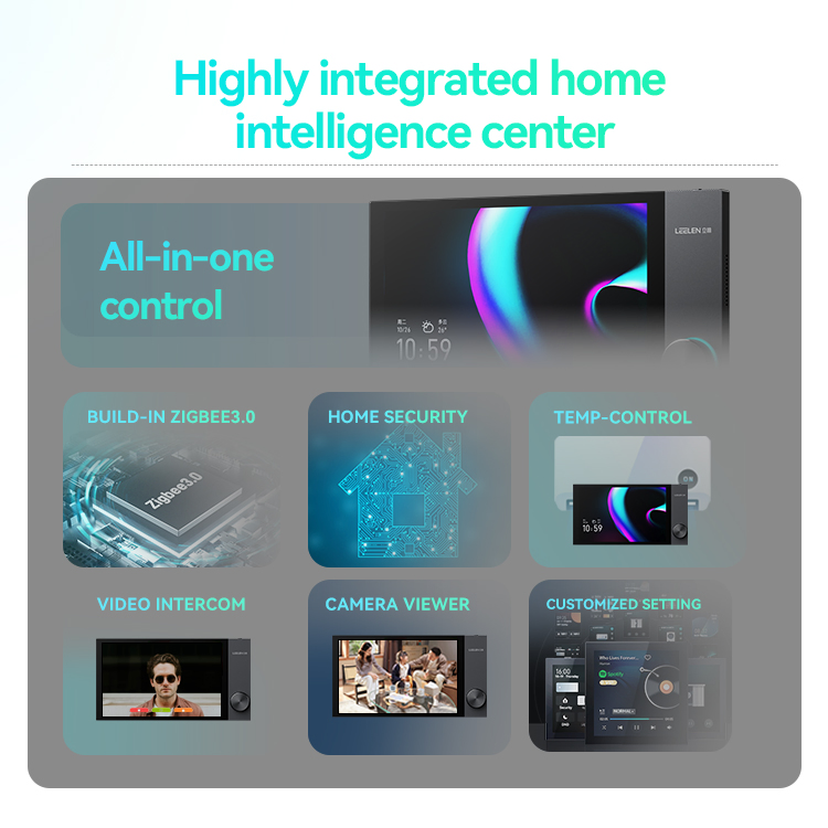 Leelen 10.1 Inch Whole House Smart Control Panel Software Implantation Multi-Functional Integration Multimodal Interaction Touch Screen