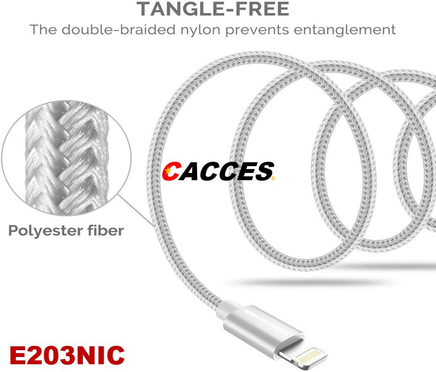 Ios/Apple/Iphon/iPad Fast USB Cable, USB Charger Lightening Charging Lead, Multi Charging Cable USB Cable Durable Braided Nylon No Break 2.4A Quick Charging