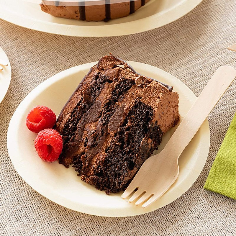 Biodegradable Disposable Wooden Tableware 195mm Diameter Wooden Round Plate Custom Party Supply